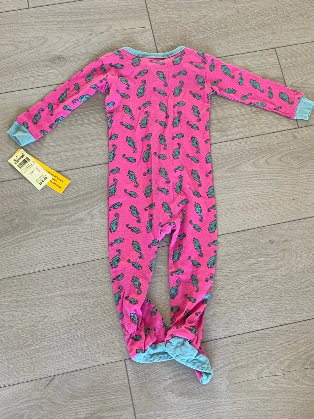 Leveret Baby girl Pink Seahorse Footed/zipper Pajama/Sleepware 12-18M 100% cot